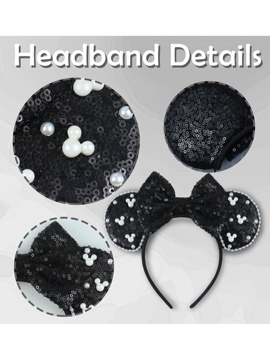Women Black Polyester Velvet Mickey Mouse Halloween Costume Headband